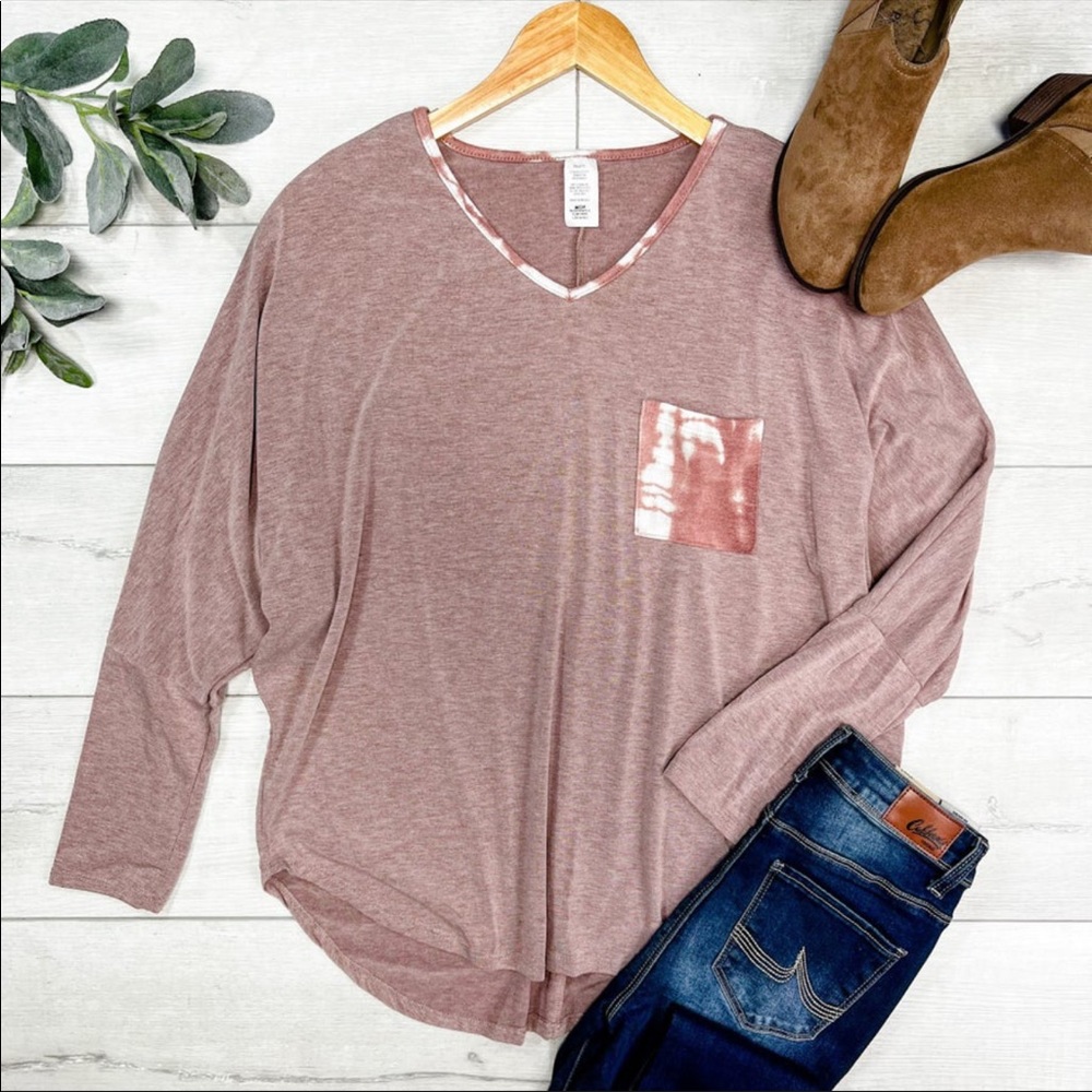 Tye dye pocket top - Dusty Pink